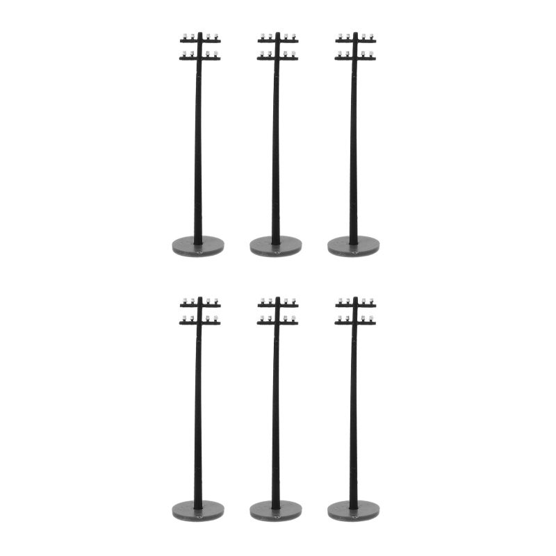 6 pcs Miniature Telephone Poles Model Diy Train Landscape Accessories Landscape Sand Table Decor Realistic Building Scene Railroad Accessories 1:100 - Image 1
