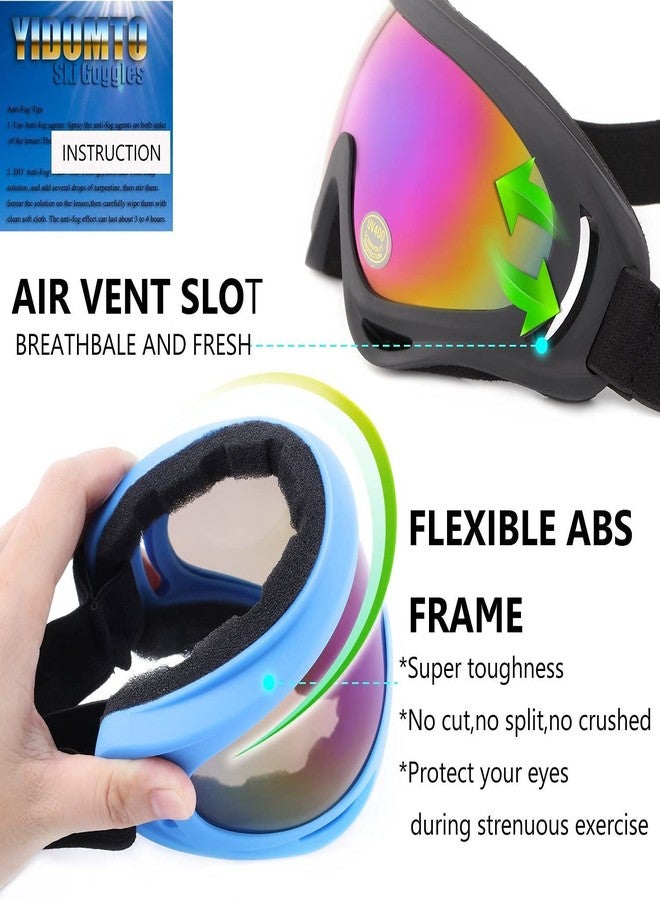 Yidomto Ski Goggles, Pack of 3 Snowboard Goggles for Kids,Boys,Girls,Youth, Mens Womens (Black-Blue-White) - Image 3