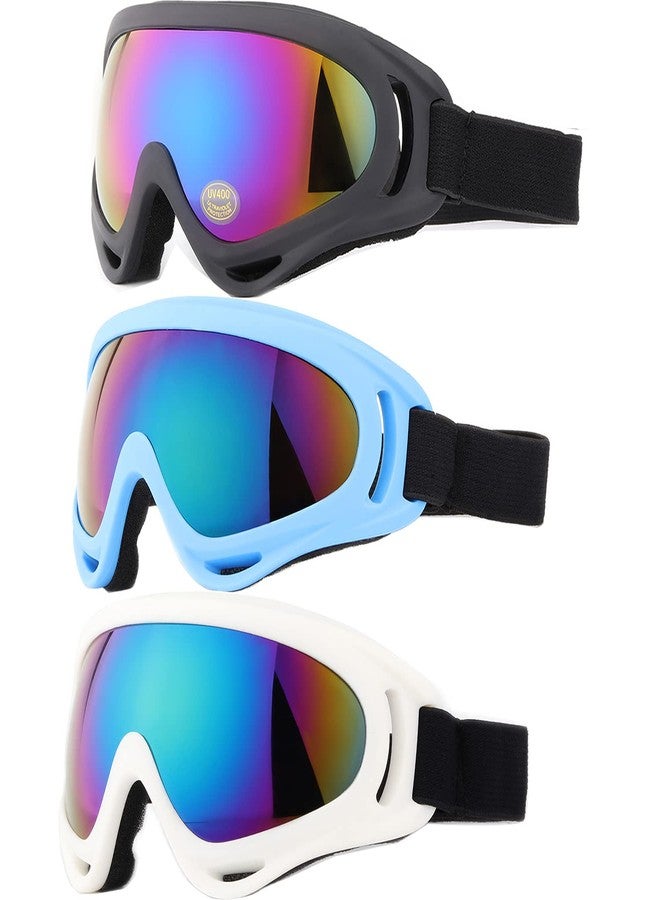 Yidomto Ski Goggles, Pack of 3 Snowboard Goggles for Kids,Boys,Girls,Youth, Mens Womens (Black-Blue-White) - Image 1
