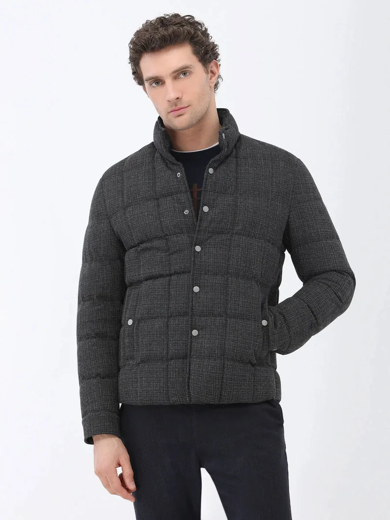 Kip Hard Coal Regular Fit Turtleneck Casual Weaving Coat