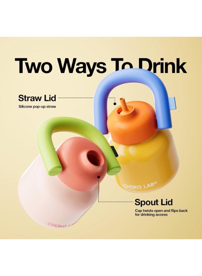 CHAKO LAB Water Bottle with Straw and Carry Handle - Wide Mouth vacuum insulated stainless steel Bottles | Reusable, leak-proof and BPA-free | 1000ml - Image 4