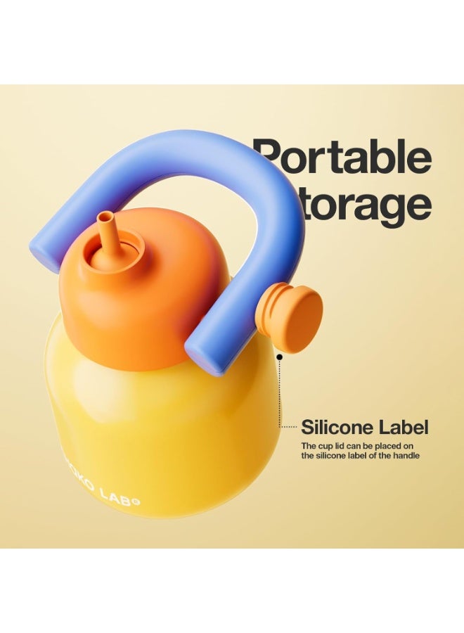 CHAKO LAB Water Bottle with Straw and Carry Handle - Wide Mouth vacuum insulated stainless steel Bottles | Reusable, leak-proof and BPA-free | 1000ml - Image 3