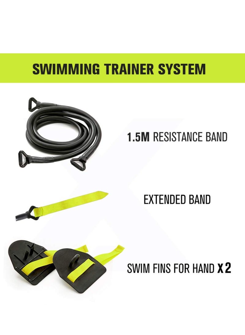 Swimming Resistance Band with Hand Paddles, Stretch Cord, Fitness Bands for Swimming, Arm Strength Exercise, Professional Freestyle Swimming Resistance Exercise Advanced Set (60 lbs) - Image 2