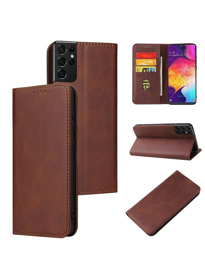 S-TOP Case For Samsung Galaxy S21 Ultra 5G Calf Texture Magnetic Horizontal Flip Leather Case with Holder & Card Slots & Wallet - Image 1