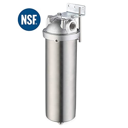Amwater NSF/ANSI 42 Stainless Steel Whole House Water Filter Housing, 10" x 2.5" Sediment Water Filter System for Heavy Duty, Well & City Water, 3/4" NPT Port, Drain Valve Style C - Image 2