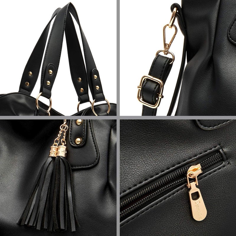 Soperwillton Fashion Handbag for Women Shoulder Bag Top Handle Satchel Hobo Tote Bag Purse Set 4pcs - Image 3