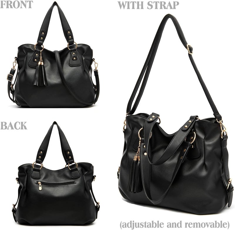Soperwillton Fashion Handbag for Women Shoulder Bag Top Handle Satchel Hobo Tote Bag Purse Set 4pcs - Image 2
