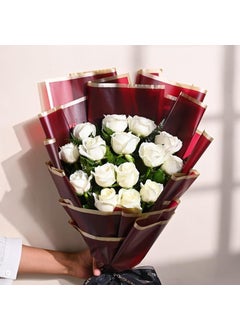 Floweraura FlowerAura Fresh Live Flower Bouquet of 15 White Roses In Designer Packing For Birthday Gift Anniversary Gift Wedding Gift Congratulations Gift Gift For Special Occasions Same Day Delivery  - Image 3