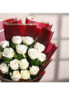 Floweraura FlowerAura Fresh Live Flower Bouquet of 15 White Roses In Designer Packing For Birthday Gift Anniversary Gift Wedding Gift Congratulations Gift Gift For Special Occasions Same Day Delivery  - Image 4
