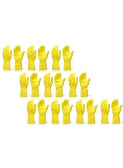 Anshri Anshri Clean and Clever Rubber Hand Gloves Yellow Multipurpose Cleaning Gloves Reusable Rubber Hand Gloves Stretchable Gloves for Washing Cleaning Kitchen Garden Pack Of 10 