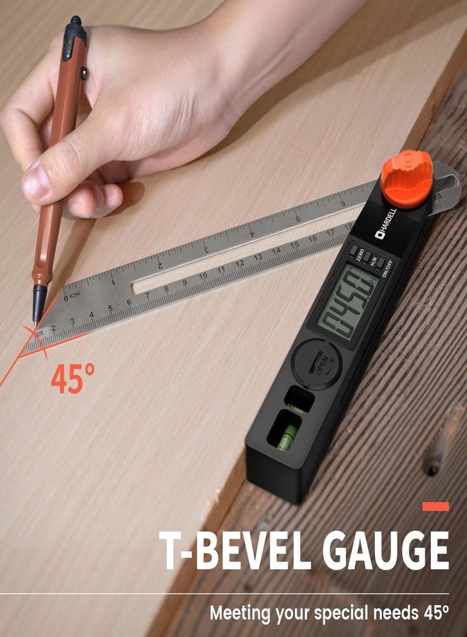 HARDELL Digital Angle Finder T-Bevel, Horizontal Vertical Bubble Digital Protractor with Large LED Screen, 0-338 Degree Angle Measuring Tool Suitable for Carpenters, Woodworkers, Fabricators - Image 5