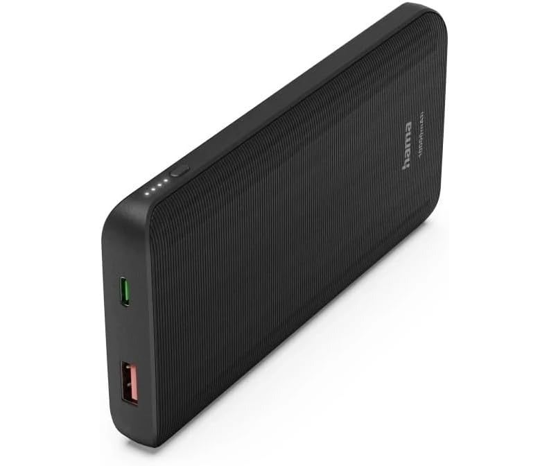 Hama 10000mAh Power Bank, USB-C PD 3.0 & QC 3.0 Fast Charging, Dual Port Portable Charger for iPhone Samsung iPad Android, Compact Travel Battery Pack - Image 1