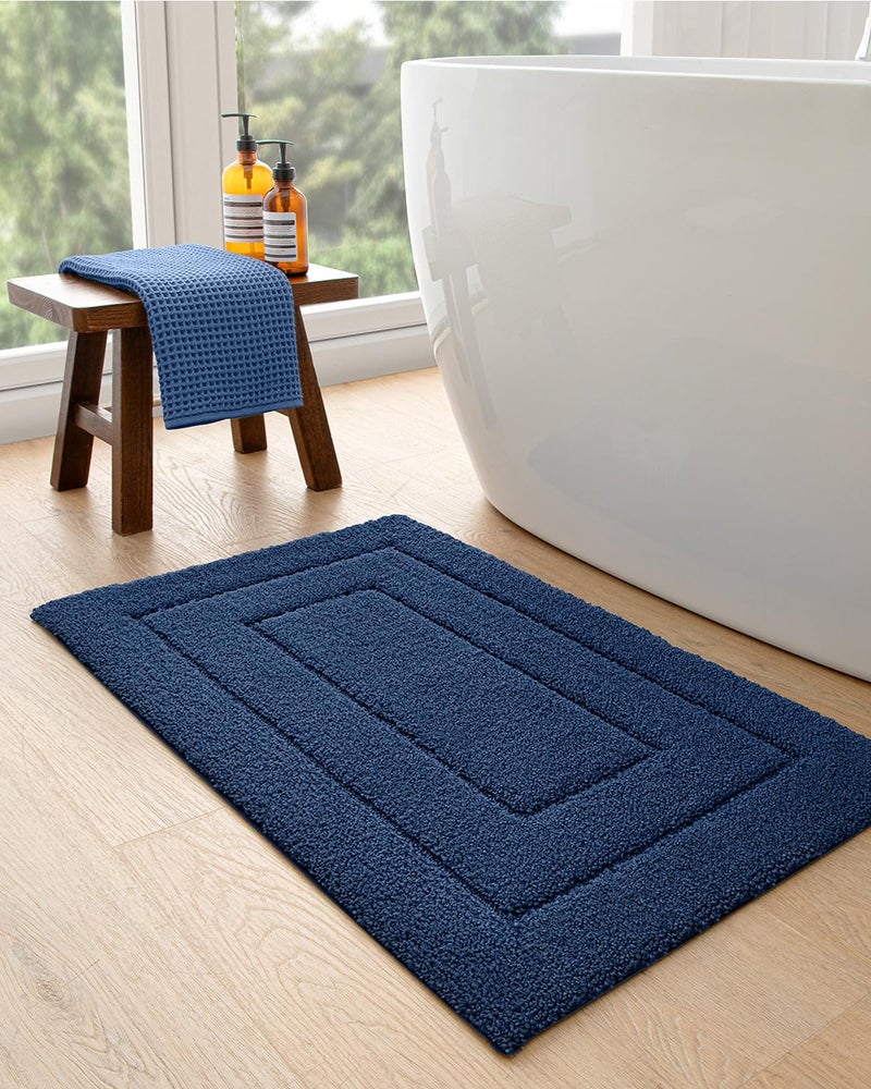 DEXI Bathroom Rug 43x24, Non Slip Washable Bath Mat for Shower Floor, Extra Large Absorbent Soft Bathmat with Rubber Backing, Quick Dry Microfiber Carpet, Navy - Image 5