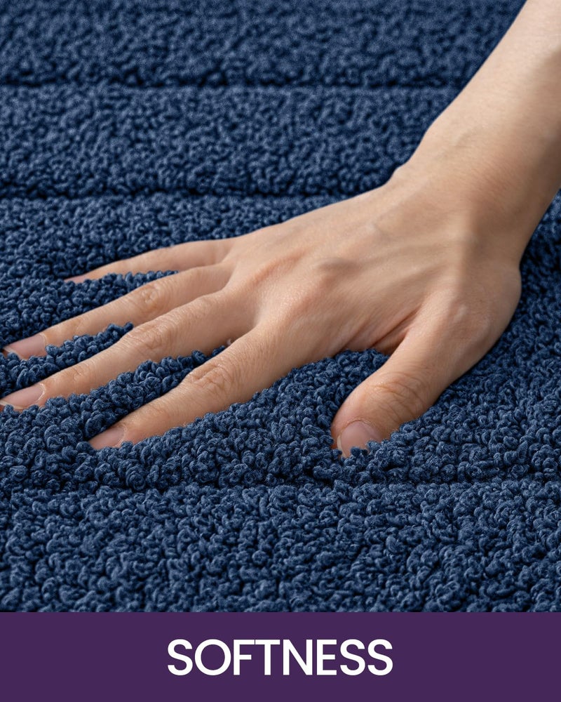 DEXI Bathroom Rug 43x24, Non Slip Washable Bath Mat for Shower Floor, Extra Large Absorbent Soft Bathmat with Rubber Backing, Quick Dry Microfiber Carpet, Navy - Image 3