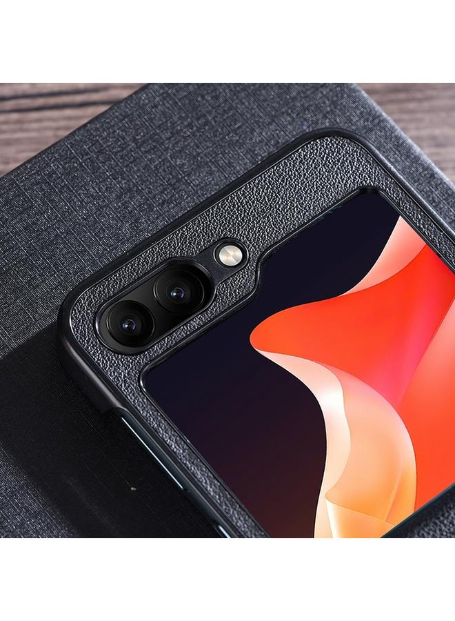 اس-توب جراب لهاتف Samsung Galaxy Z Flip5، جراب هاتف قابل للطي بثلاث مراحل مصنوع من الجلد - Image 4