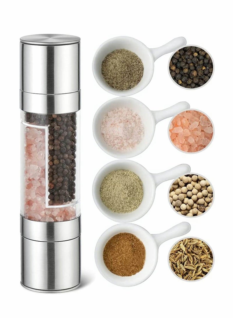 شو وو Salt and Pepper Grinder, 2 in 1 Stainless Steel Mill with Adjustable Ceramic Rotor-Sea Salt, Black Pepper, Fits Home, Kitchen, Barbecue - Image 1