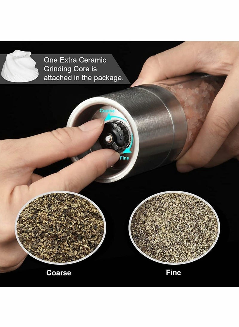 شو وو Salt and Pepper Grinder, 2 in 1 Stainless Steel Mill with Adjustable Ceramic Rotor-Sea Salt, Black Pepper, Fits Home, Kitchen, Barbecue - Image 5