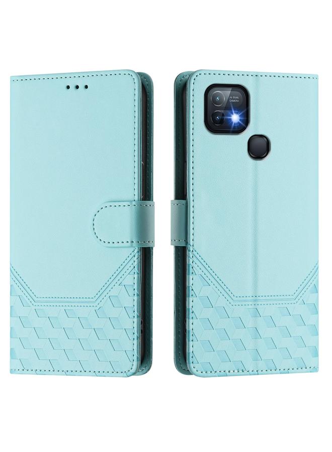 زبون جراب لهاتف Infinix Hot 10i مصنوع من الجلد بنقشة قرص العسل بتقنية RFID - Image 2