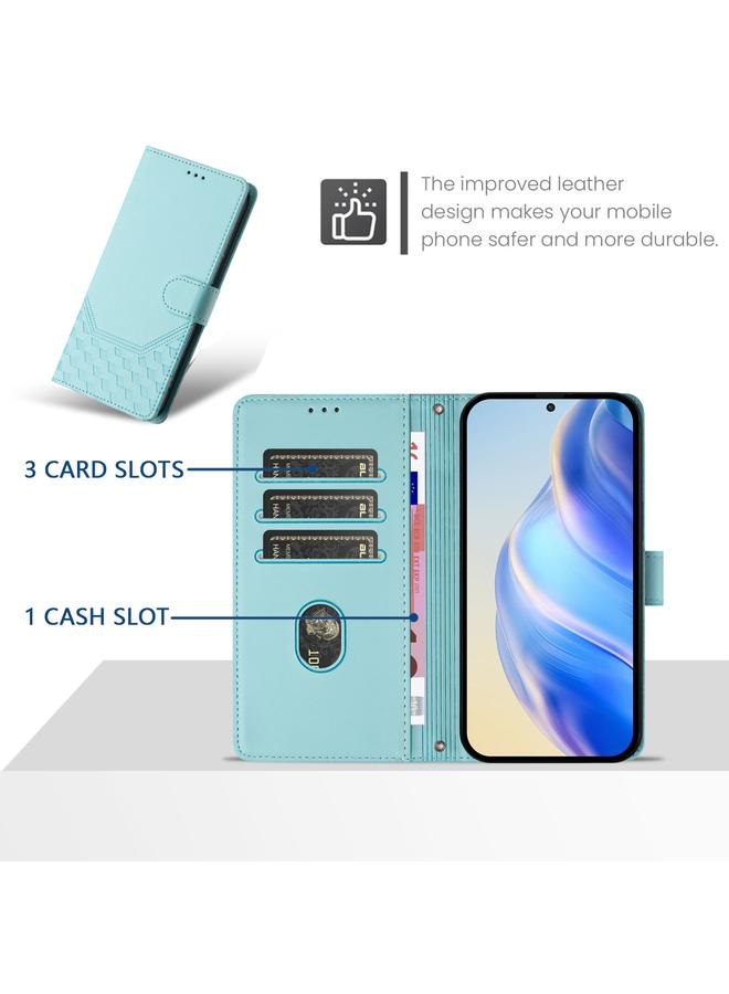 زبون جراب لهاتف Infinix Hot 10i مصنوع من الجلد بنقشة قرص العسل بتقنية RFID - Image 3