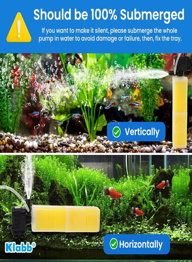 Klabb Aquarium Filter 40-100 Gal Tanks Submersible Internal Fish Tank Filters Large Tank Pond Clear for 320 GPH 4 in 1 Biochemical Filtration 1.2 m Lift Wavemaker and Air Supply 110V 60Hz - Image 5