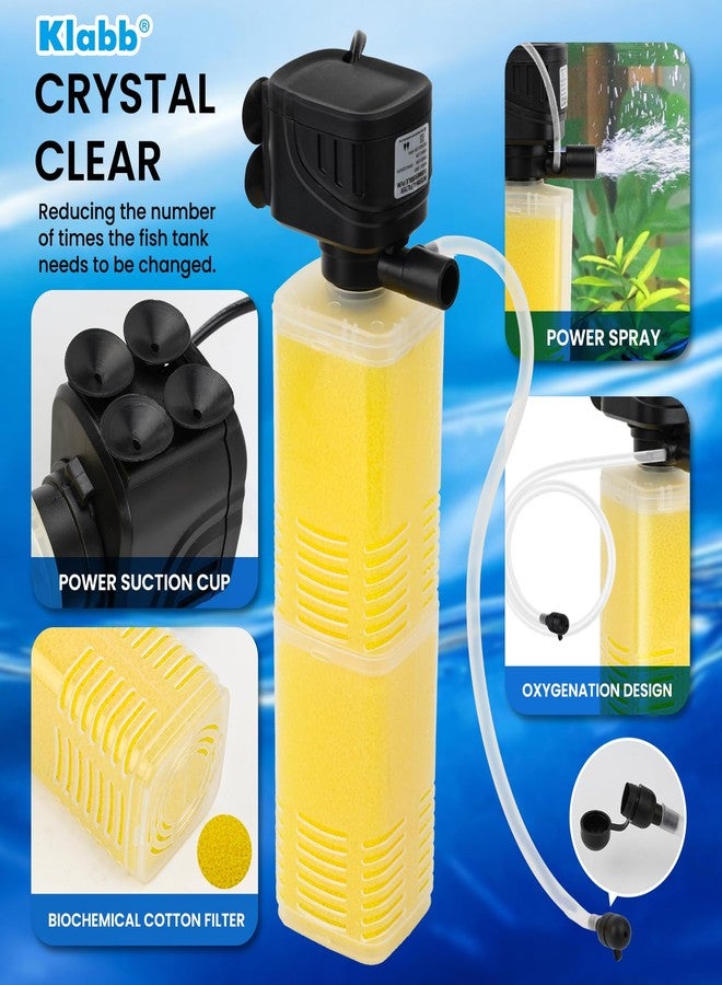 Klabb Aquarium Filter 40-100 Gal Tanks Submersible Internal Fish Tank Filters Large Tank Pond Clear for 320 GPH 4 in 1 Biochemical Filtration 1.2 m Lift Wavemaker and Air Supply 110V 60Hz - Image 4
