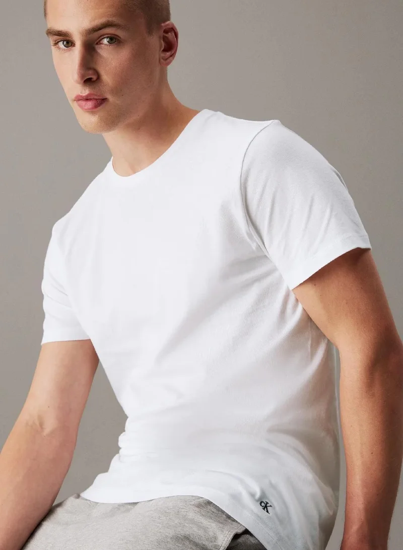 Calvin Klein WHITE/WHITE/WHITE 3 Pack T-shirts - 100% Cotton for Men | Best Price UAE