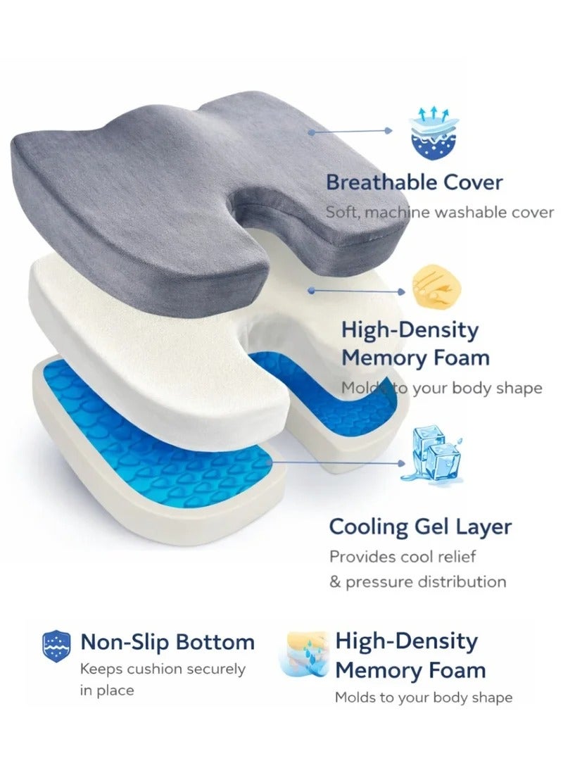 Gel-Enhanced Non-slip Coccyx Memory Foam Seat Cushion - For Back Pain Relief, Tailbone Support, Sciatica, Healthy Posture, Office Chair, Car Seat, Travel, Driving, Wheelchair and more - Image 4
