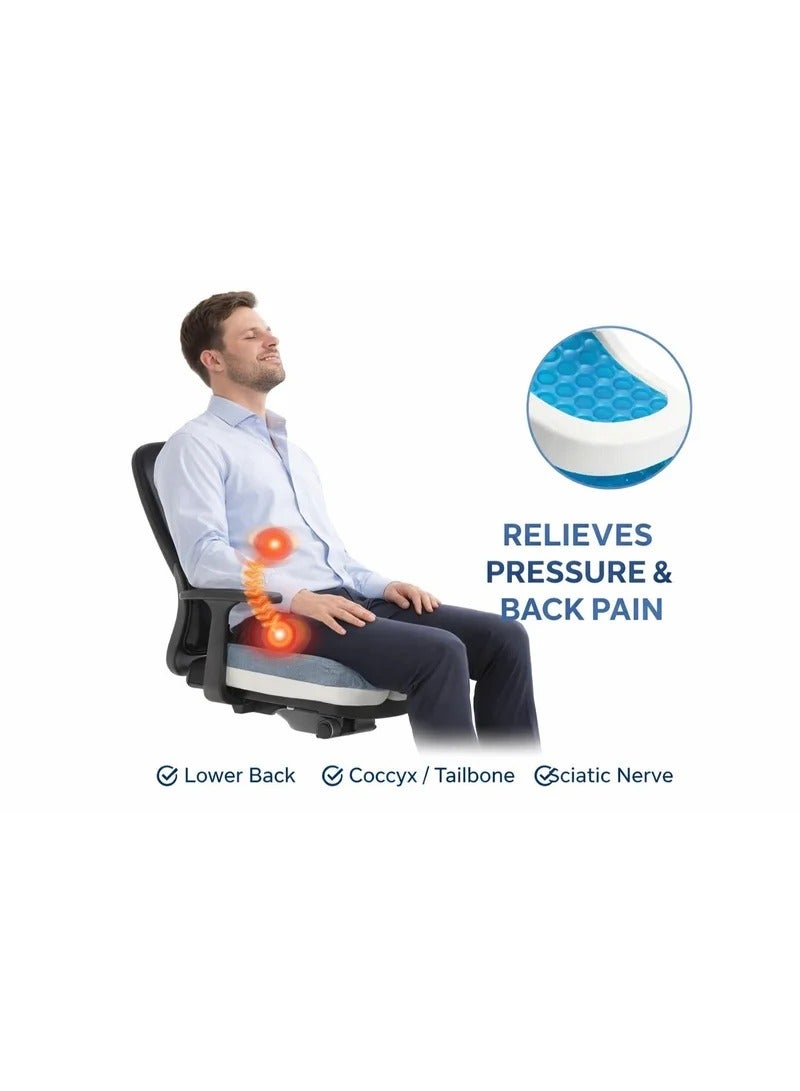 Gel-Enhanced Non-slip Coccyx Memory Foam Seat Cushion - For Back Pain Relief, Tailbone Support, Sciatica, Healthy Posture, Office Chair, Car Seat, Travel, Driving, Wheelchair and more - Image 3