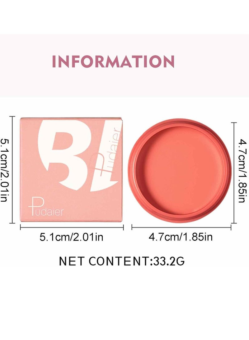 pudaier بلشر وجه مات بلون الخدود طويل الأمد مكياج بلسم مقاوم للماء مغذي للوجه بلشر كريمي للخدود مدعوم بزيت الخروع وفيتامين E بلشر عالي الصبغة لإشراقة طبيعية 05 - Image 4