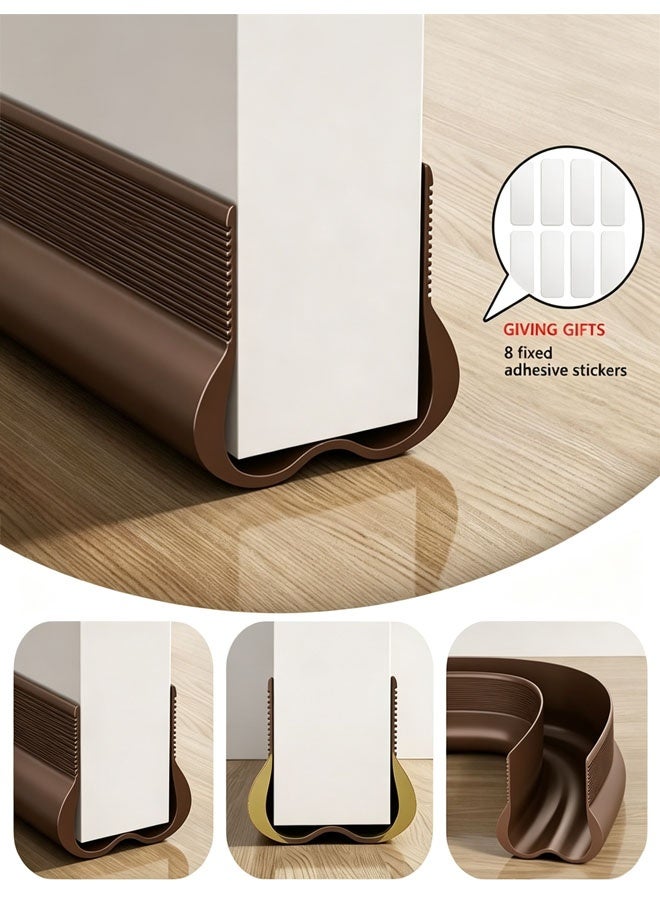 Draft Stoppers,Under Door Draft Stopper Reusable Self-Adhesive Door Sweep with Triple Seal Technology Soundproof Felt Flexible Gap Filler for Interior Exterior Doors Noise Reducing Door Seal Brown - Image 1
