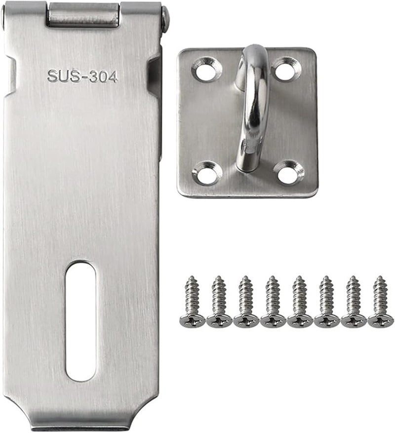 5 Inch Black Heavy Duty Stainless Steel Padlock Hasp Door Lock Gate Latch - Image 1