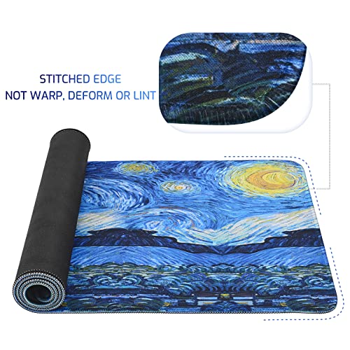 Tofun Mouse Pad, Van Gogh Starry Night Extended Large Gaming Mouse Pad, 31.4"x11.8" Non-Slip Rubber Base XL Large Mousepad with Stitched Edges,Waterproof Keyboard Mouse Mat Desk Pad - Image 4