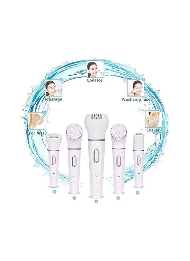 Generic - 5 in 1 Perfect Painless Women Epilator Facial Hair Remover  Trimmer for Women Pubic Hair, Epilator for Women, Hair Removal Device, Wet Dry Painless Rechargeable Shaver for Body Arms Legs Facial - Image 1