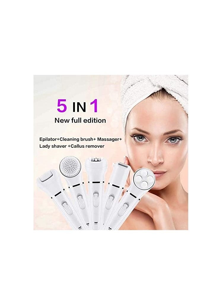 Generic - 5 in 1 Perfect Painless Women Epilator Facial Hair Remover  Trimmer for Women Pubic Hair, Epilator for Women, Hair Removal Device, Wet Dry Painless Rechargeable Shaver for Body Arms Legs Facial - Image 1