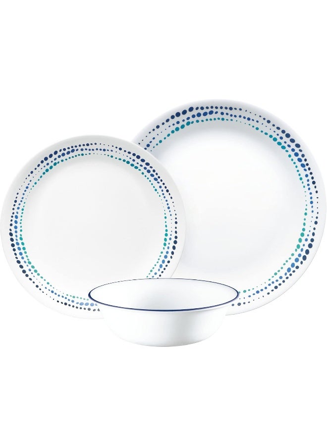 Corelle Vitrelle Glass Dinnerware, 12pc Set, Corning White - Image 1
