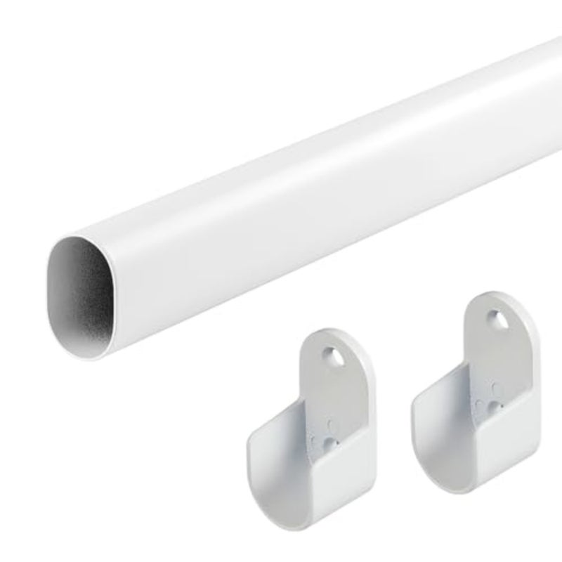 Oval Closet Rod for Hanging Clothes 18 to 40 Inch Adjustable Closet Rods 1 inch Diameter With End Supports Poles Bar Closet Rod Expandable for Wardrobes - Image 1