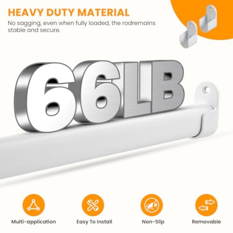 Oval Closet Rod for Hanging Clothes 18 to 40 Inch Adjustable Closet Rods 1 inch Diameter With End Supports Poles Bar Closet Rod Expandable for Wardrobes - Image 5