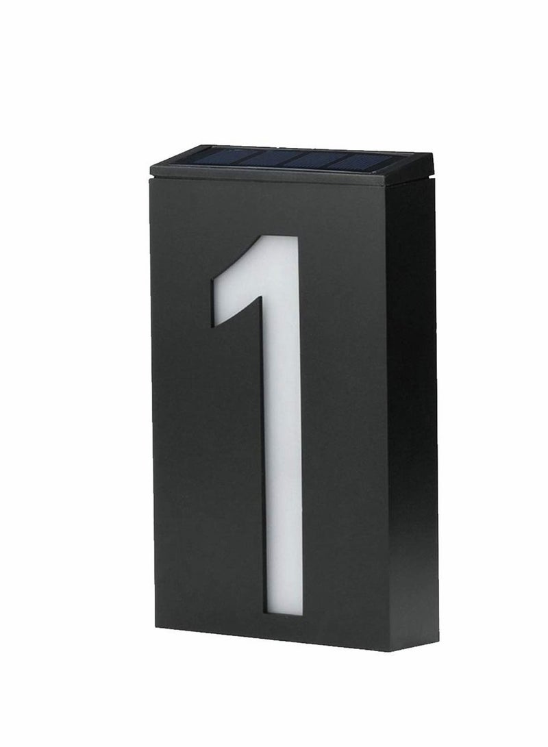 LED Solar House Number Light, Garden Numbers Solar Powered Address Sign LED Illuminated Outdoor Plaques and Wall Art Lighted Up for Home Yard Street (Digit 1) - Image 1