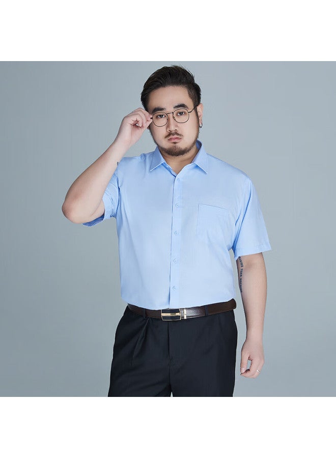 Ayoupang Large Size Short-sleeve Shirt For Men, Business Casual Loose Fit Solid Color Plus-size Workwear Summer Oversized Wrinkle-free Formal Dress Shirt - Image 5