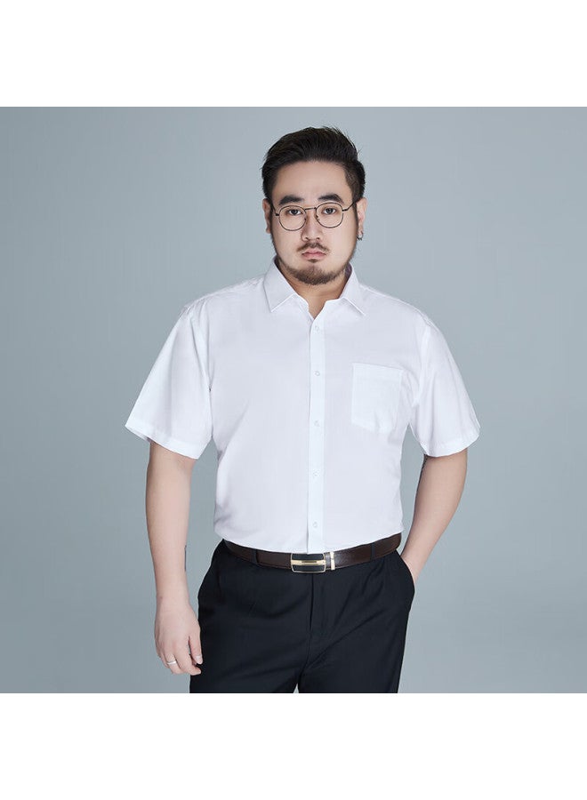 Ayoupang Large Size Short-sleeve Shirt For Men, Business Casual Loose Fit Solid Color Plus-size Workwear Summer Oversized Wrinkle-free Formal Dress Shirt - Image 3