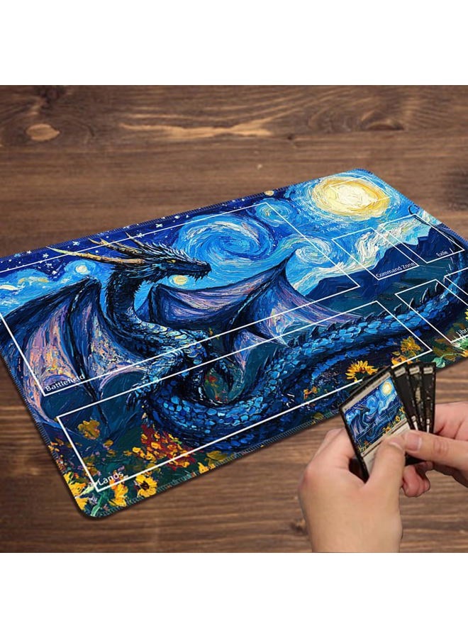 Sepmat MTG Playmat with Zones Magic Card Playmat Game Mat,TCG & CCG Card Games Mat with Free Storage Bags Size 24 x 14 Inches (with Zones,Dragon1) - Image 5