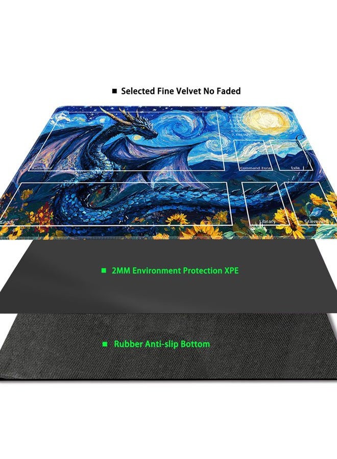 Sepmat MTG Playmat with Zones Magic Card Playmat Game Mat,TCG & CCG Card Games Mat with Free Storage Bags Size 24 x 14 Inches (with Zones,Dragon1) - Image 4