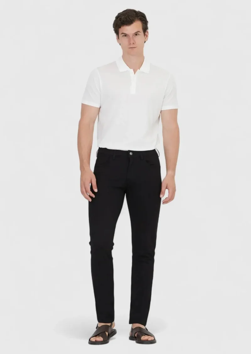 RAMSEY Black Knitting Slim Fit Casual Trousers