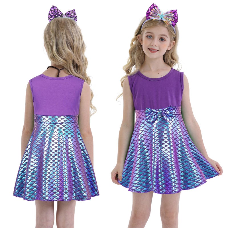 HenzWorld Mermaid Dress up for Girls 4-6 Princess Mermaids Dress Little Girl Mermaid Costume Cosplay Party Birthday Outfit Clothes Princess Dress up for Girls 4-6 - Image 2