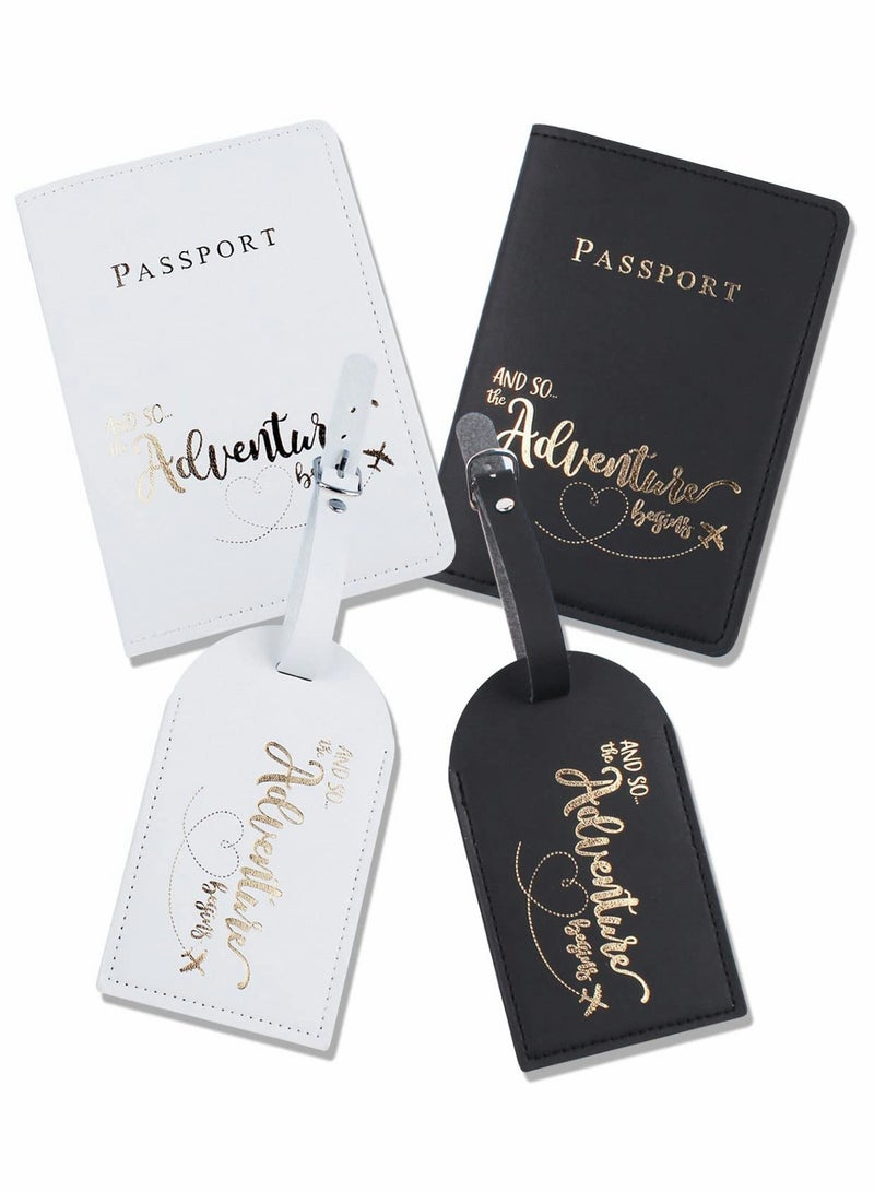 SYOSI Passport Covers and Luggage Tags Sets, Suitcase Tag Case for Storing Passport Business Cards, Credit Cards, Boarding Passes  - Image 1