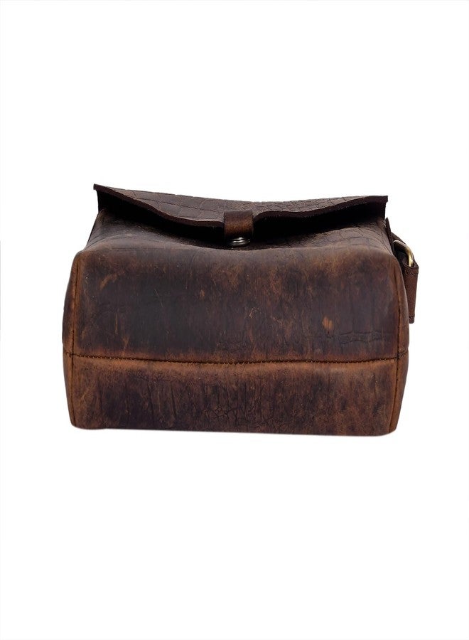 Celtic Vintage Croc-Textured Brown Leather Crossbody Sling Bag - Image 4