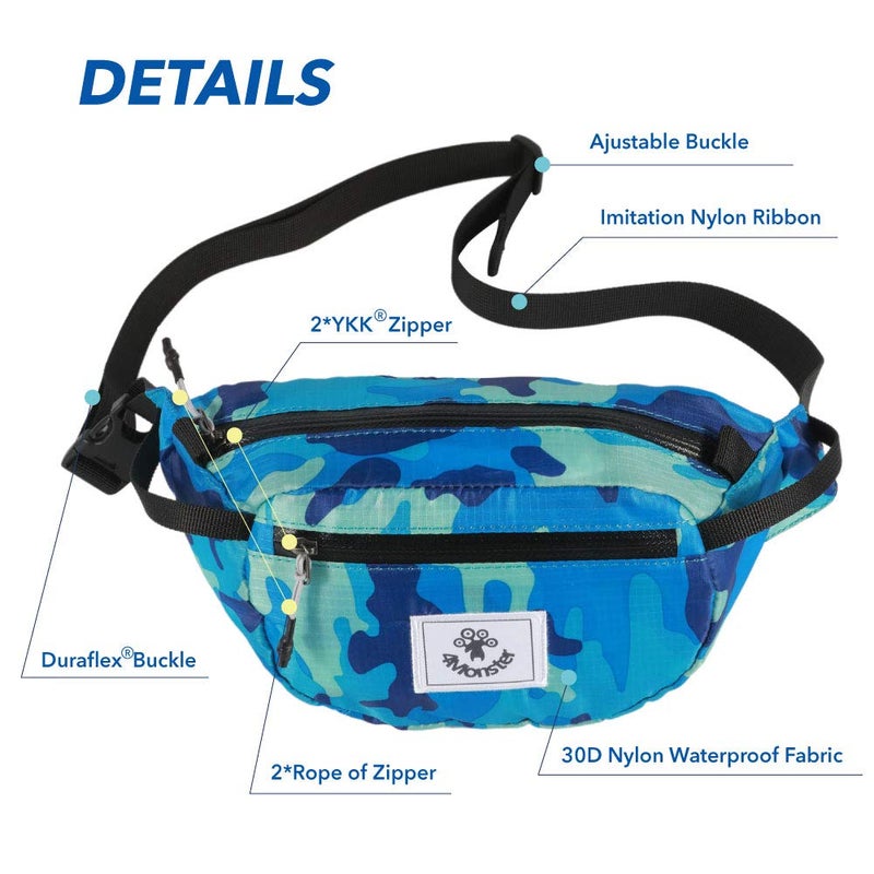 4Monster Hiking Waist Packs Portable Water Resistant Fanny Pack Bags Lightweight With Adjustable Strap For Outdoor  Workout Running Hiking Traveling Biking Camping And Fishing (Navy Blue  2L) - Image 2