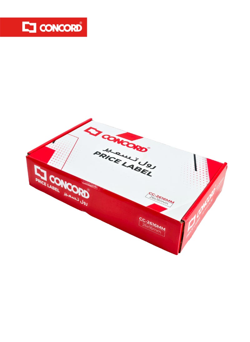 كونكورد رول ملصقات أسعار أبيض مزدوج الخط 26×16مم – 36 رول (1000 ملصق) - Image 2