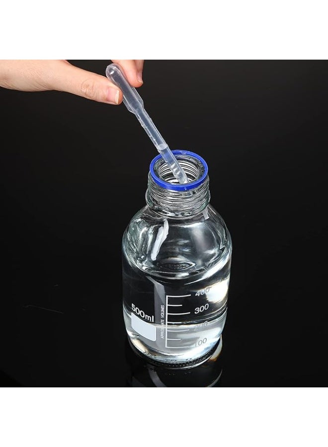 Protect Reagent Bottle 500ml ,Blue Screw Cap,Round Glass Media Storage Bottles 500ml Glass Bottles with Borosilicate Media with Blue Screw Cap GL45 for Reactive Liquids Lab Water - Image 2