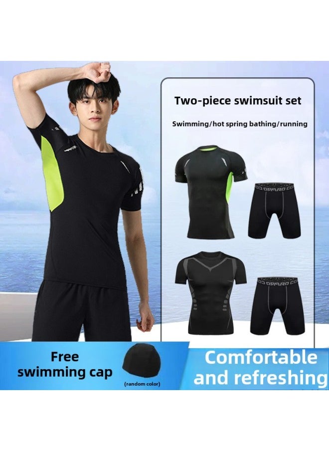 Generic - Swimwear Men's Anti-embarrassment Shorts Swimming Trunks Equipment Sunscreen Full Body Hot Spring Swimwear Men's Suit Summer-Color:Sci-fi Long Sleeves + Double-layer Swimming Trunks -Size:3xl - Image 1